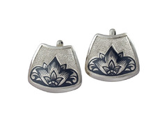 Серебряные серьги в виде щита с цветочным рисунком «Весна»